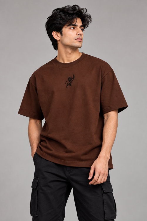 LAPETUS Essential Men's Oversized T-Shirt – Chocolate Brown