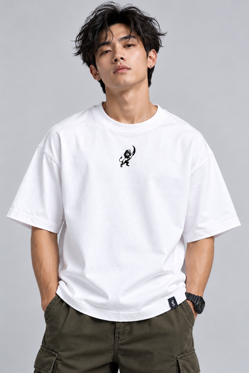 LAPETUS Essential White Men's Oversized T-Shirt