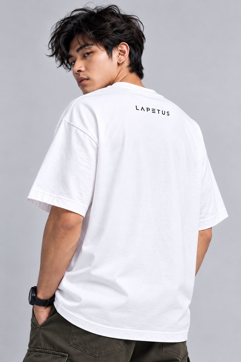 LAPETUS Essential White Men's Oversized T-Shirt