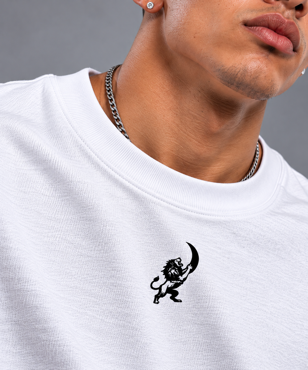 LAPETUS Men's Oversized Eagle Printed T-Shirt – White