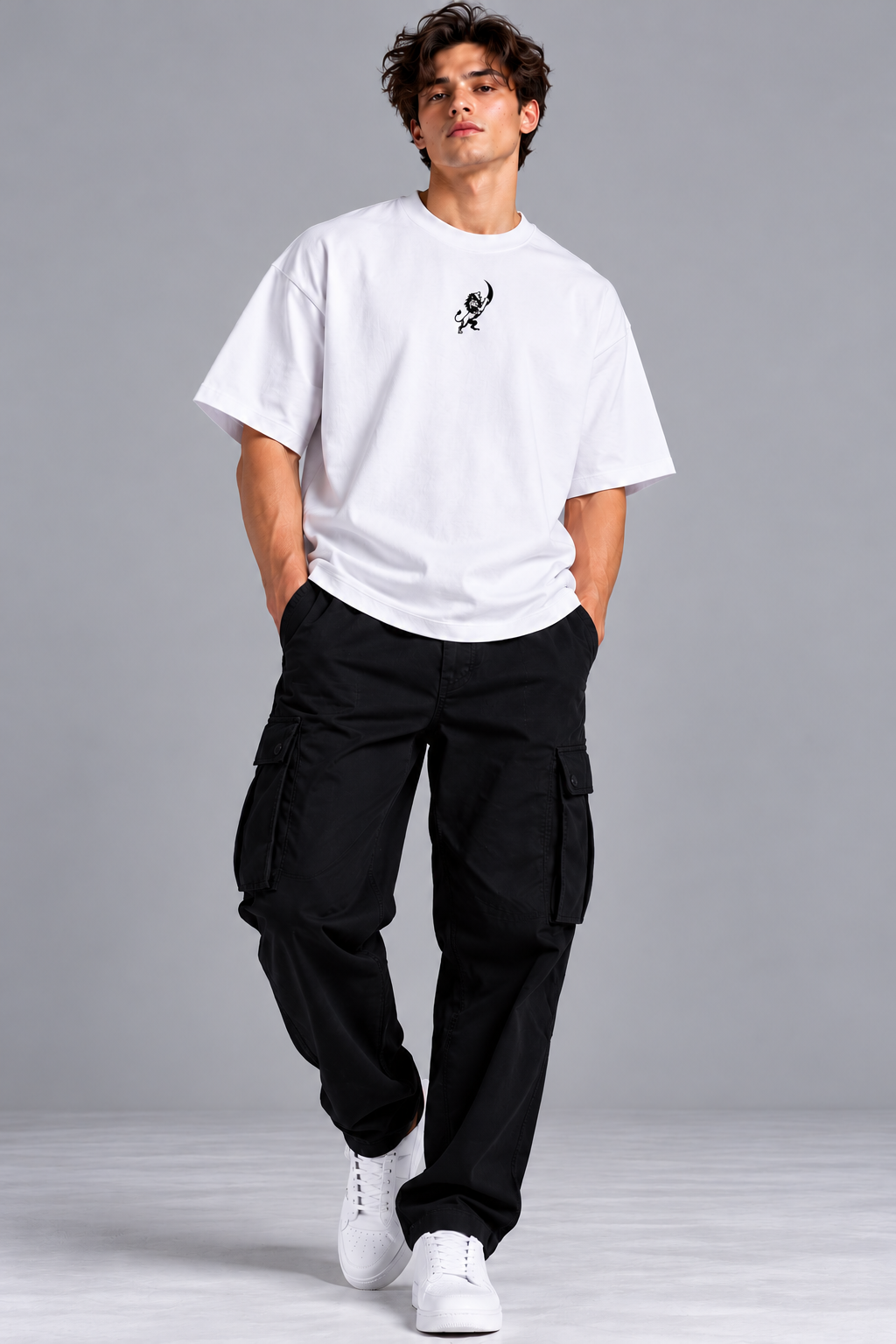 LAPETUS Leaf Graphic Men's Oversized T-Shirt – White |