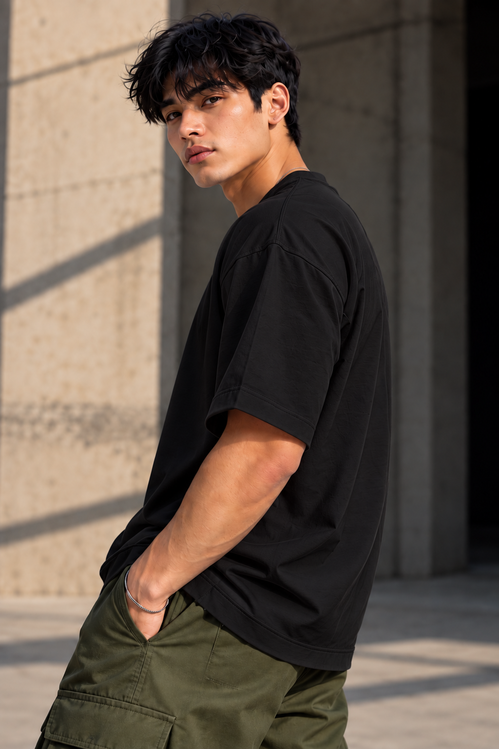 LAPETUS Essential Men's Oversized T-Shirt – Black