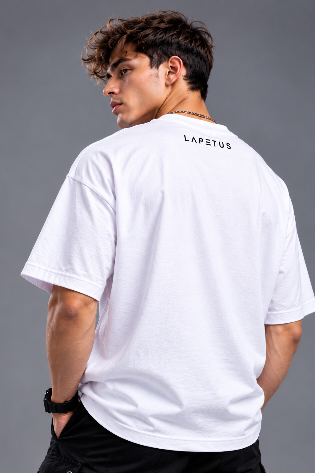 LAPETUS Ascend Men's Oversized Graphic Printed T-Shirt – White