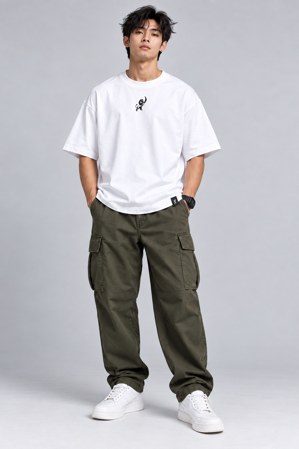 LAPETUS Essential White Men's Oversized T-Shirt