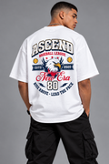 LAPETUS Men's Oversized Eagle Printed T-Shirt – White