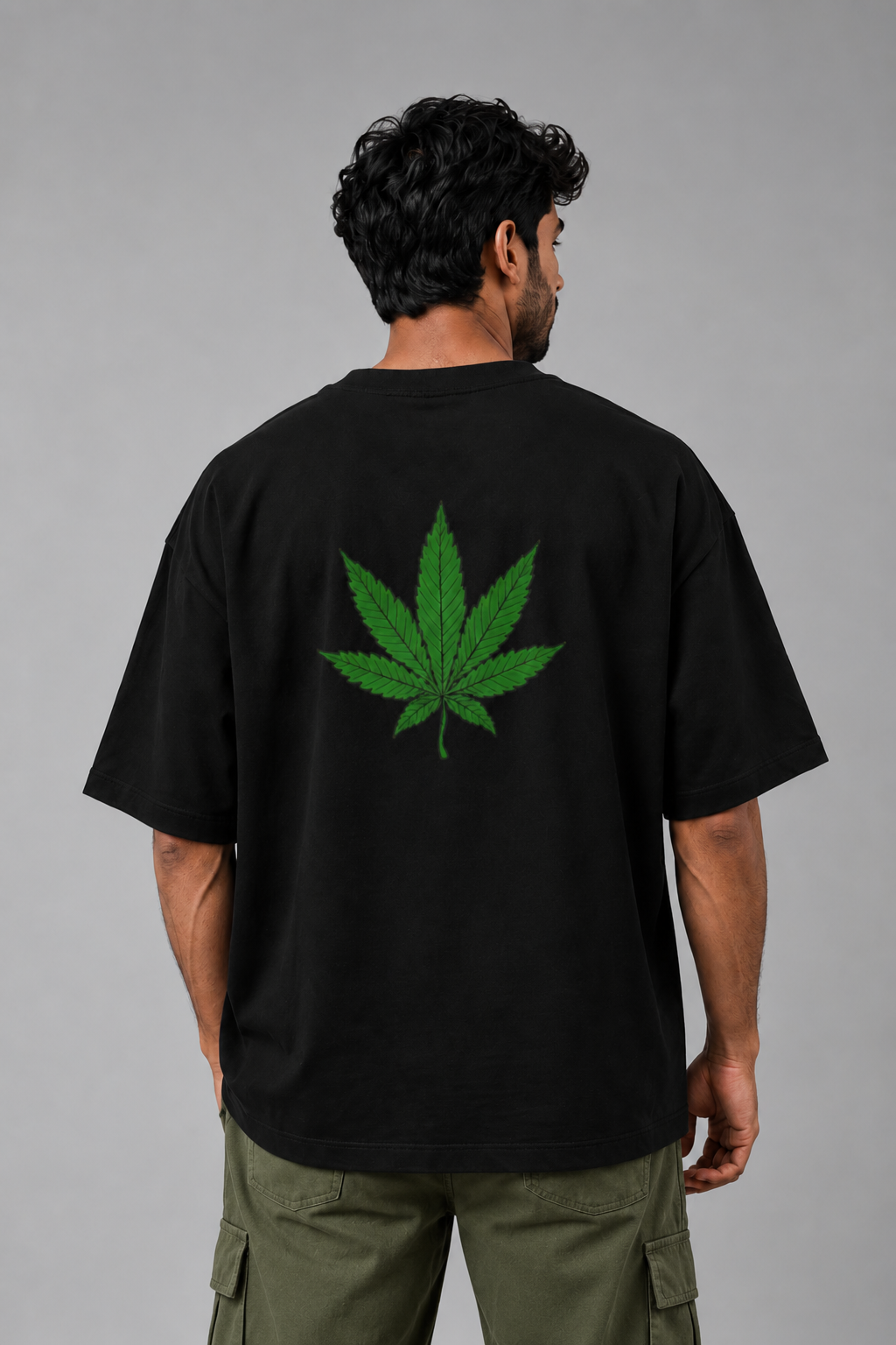 Lapetus Leaf Oversized Black T-Shirt – Unisex Streetwear