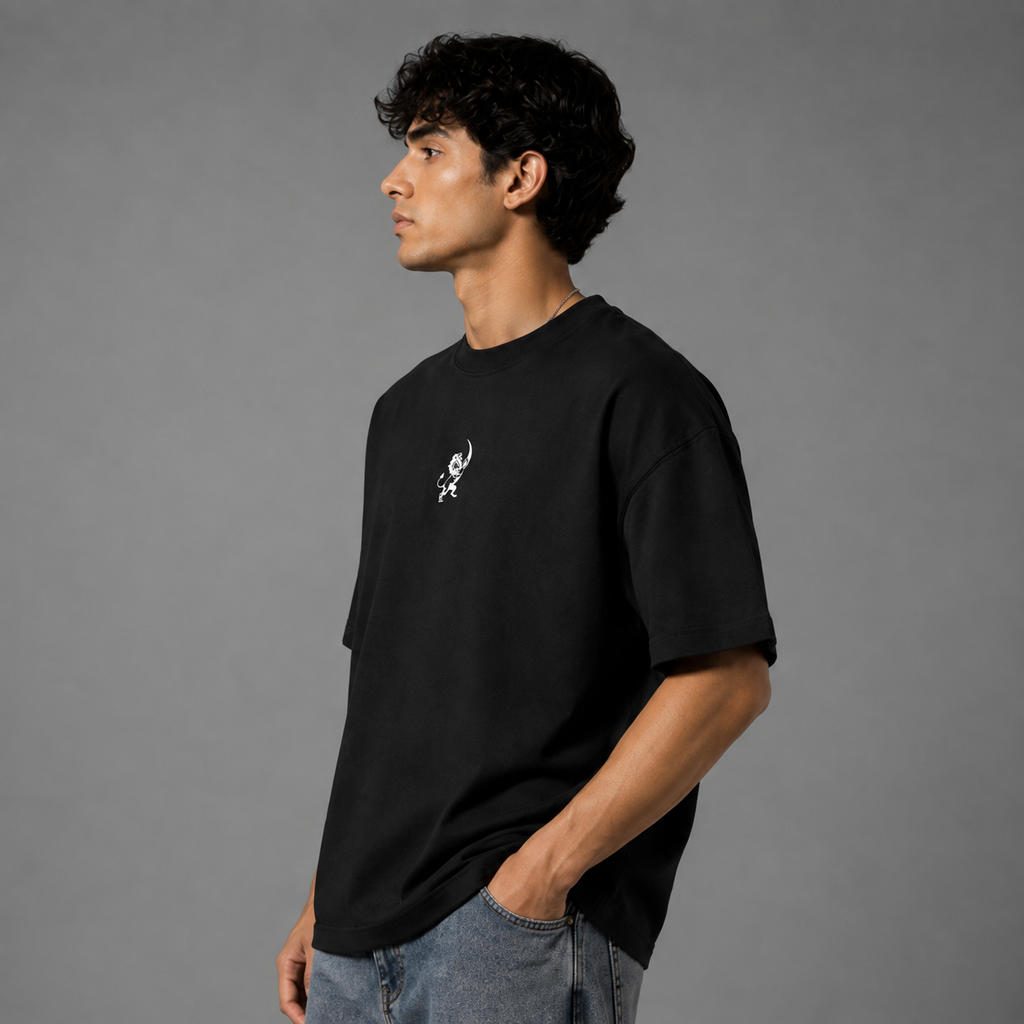 Lapetus Premium Oversized Black T-Shirt – Unisex Streetwear