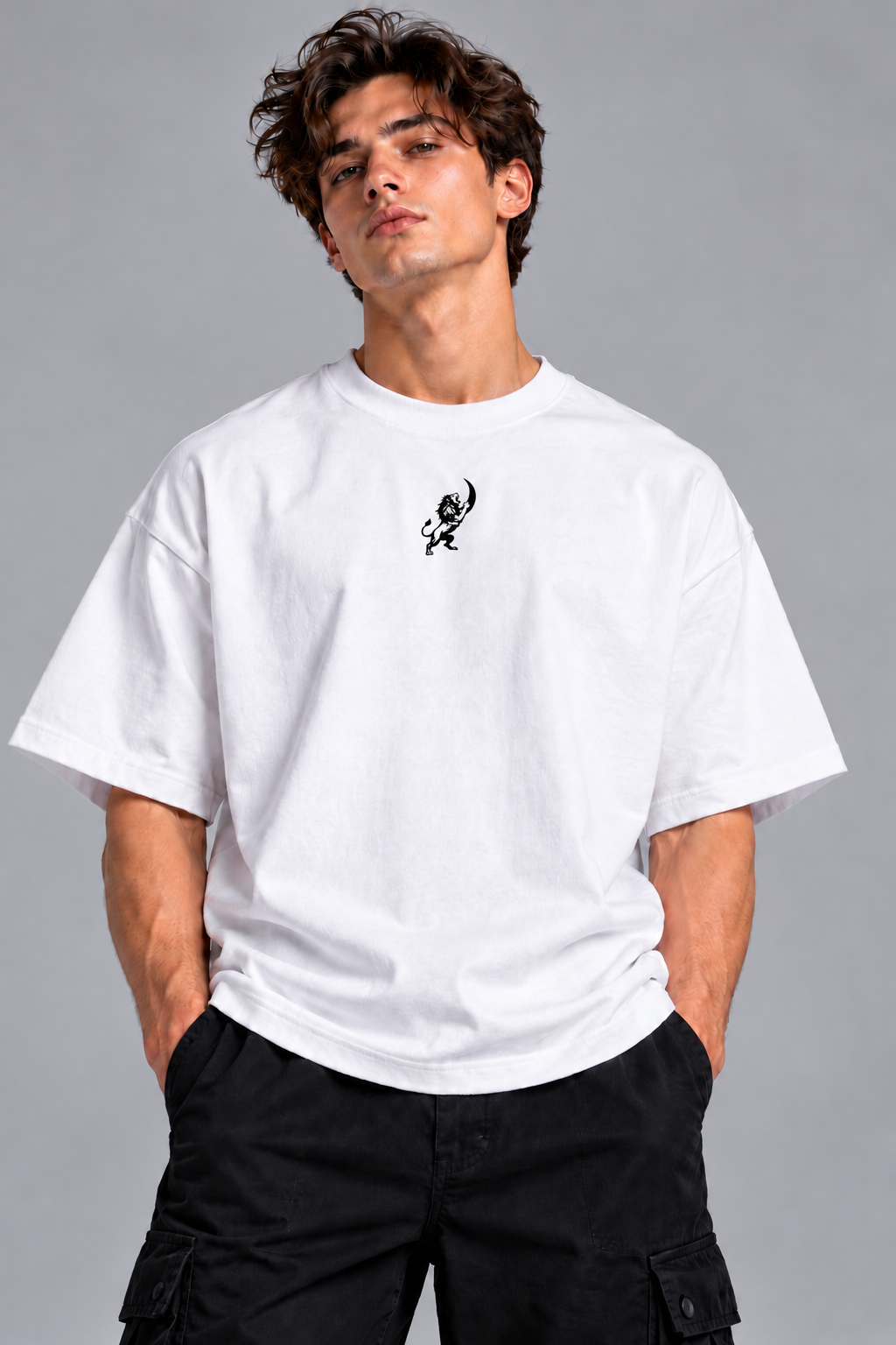 LAPETUS Leaf Graphic Men's Oversized T-Shirt – White |