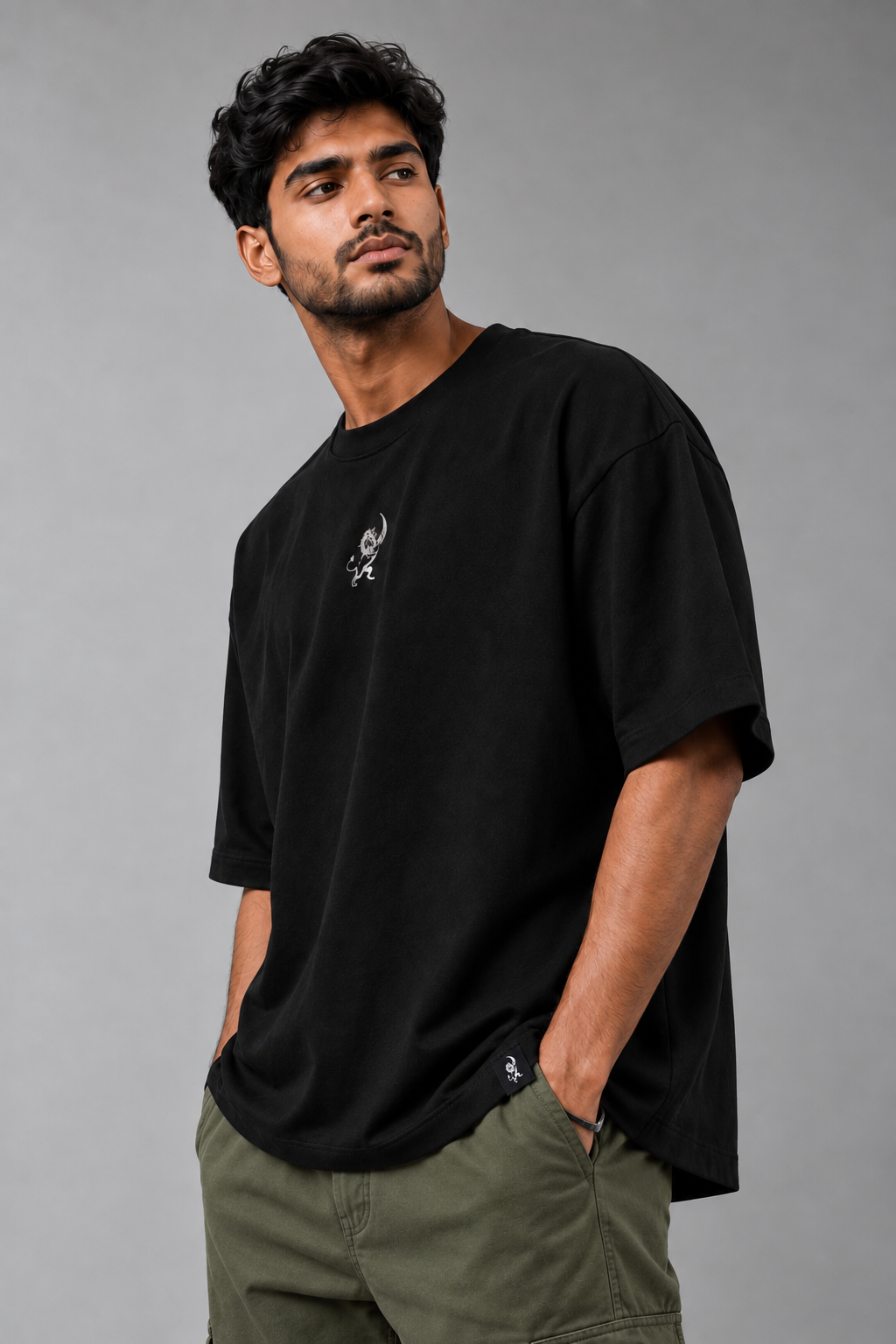 Lapetus Leaf Oversized Black T-Shirt – Unisex Streetwear