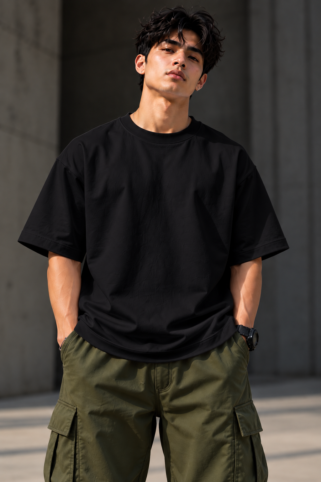 LAPETUS Essential Men's Oversized T-Shirt – Black