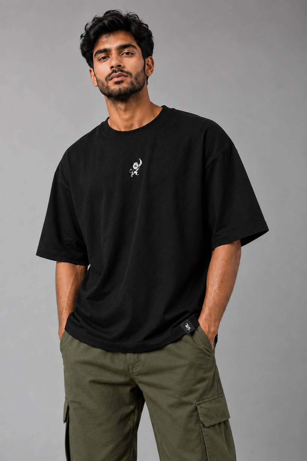 Lapetus Leaf Oversized Black T-Shirt – Unisex Streetwear