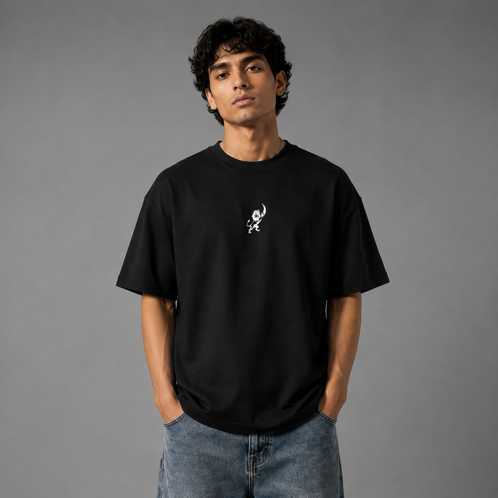 Lapetus Premium Oversized Black T-Shirt – Unisex Streetwear